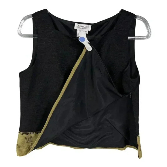 Due per Due Women 10 Bohemian 3 Piece Set 100% Silk Black Gold Embroidered Lined - Picture 4 of 16